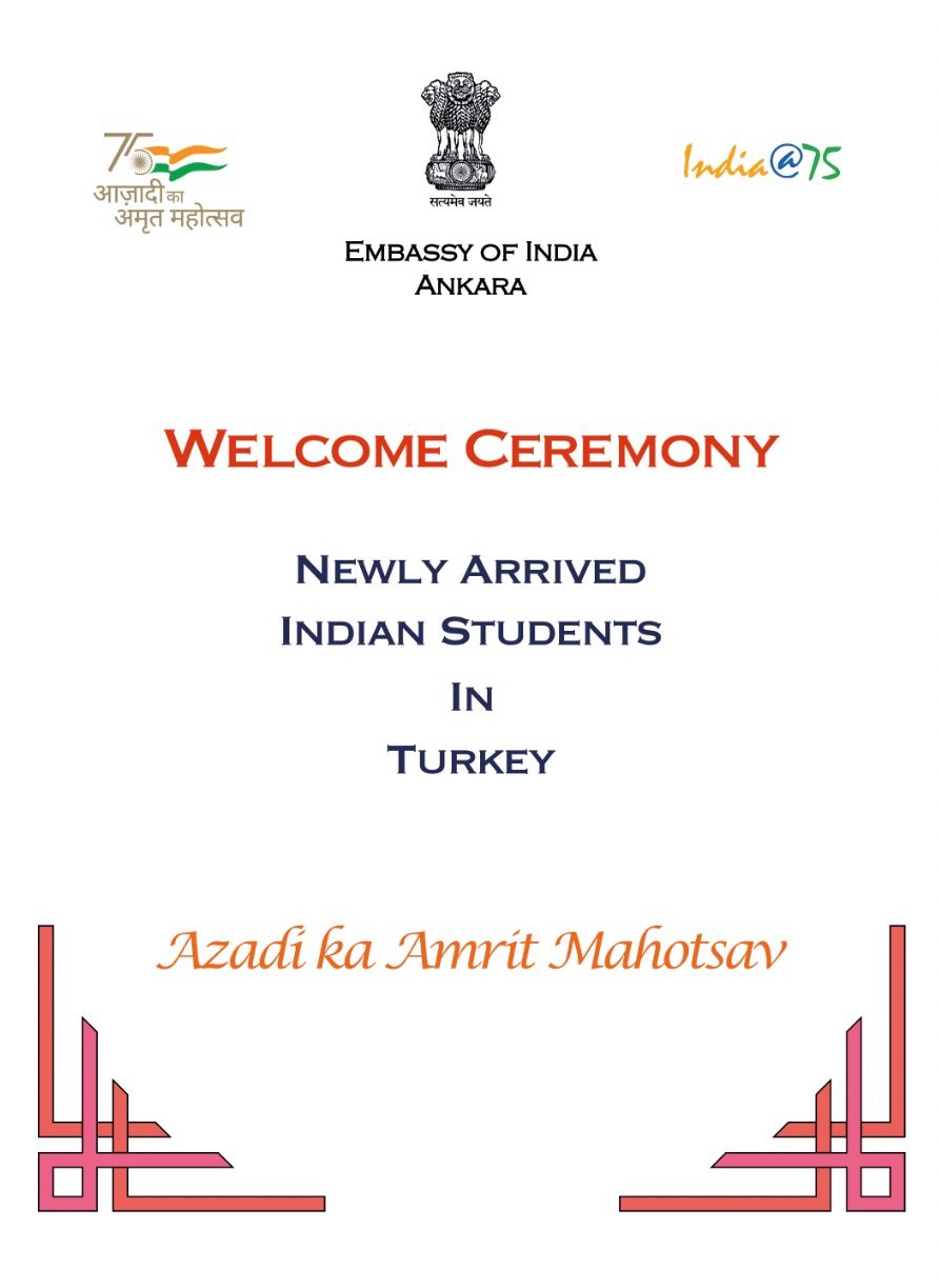Welcome of Newly arrived Indian Students in Türkiye held on March 13, 2022